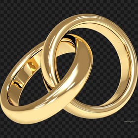 Gold Wedding Two Double Rings HD PNG
