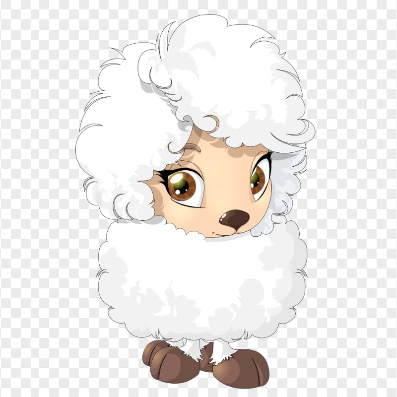 Cute Lamb Sheep With Hair Cartoon