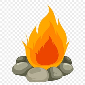 HD Illustration Cartoon Campfire Bonfire With Stone PNG