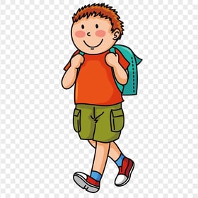 Cartoon Boy With School Backpack PNG