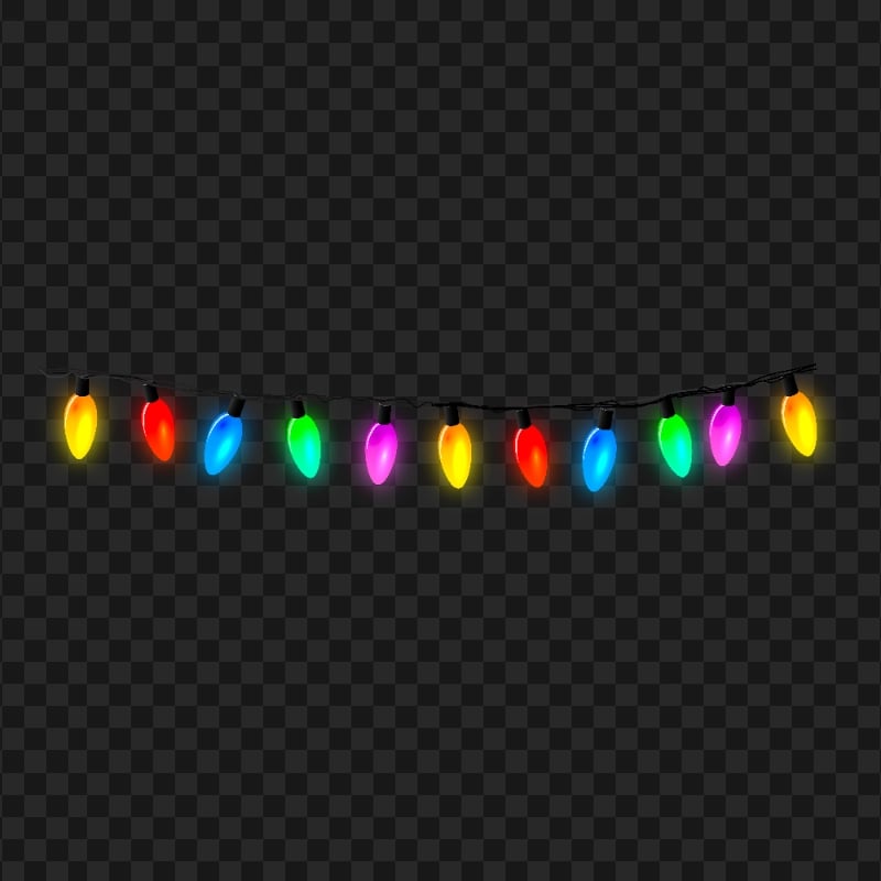 Hanging Lights String Colored Bulbs PNG Image