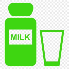 Green Milk Bottle With Glass Icon PNG