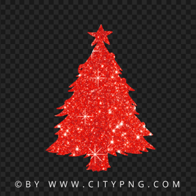 HD Red Christmas Tree Glitter Silhouette PNG