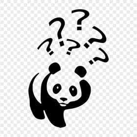 Cartoon Panda Black Silhouette Question Marks