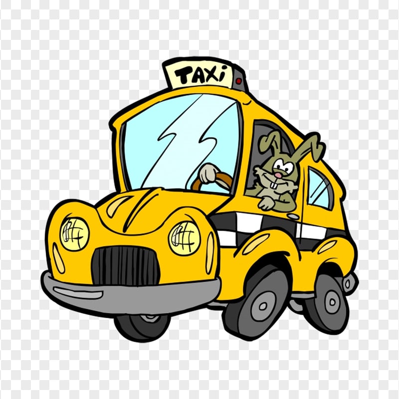Cartoon Clipart Bunny Character Driving Taxi Cab | Citypng