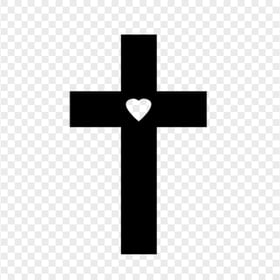 Black Symbol Cross With Heart Silhouette Icon