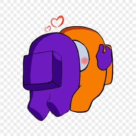 HD Valentine Love Purple Kiss Orange Among Us Characters PNG