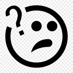 Emoji Confused Asking Question Face Black Icon PNG