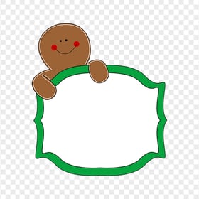 Clipart Smiling Gingerbread Man Holding Blank Banner PNG