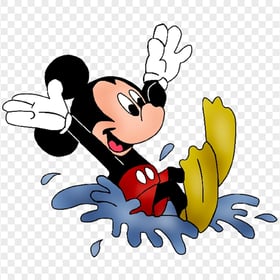 PNG Mickey Mouse Jumping In Puddle Splash