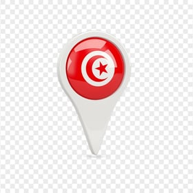 Tunisia Flag On 3D Map Pin Icon