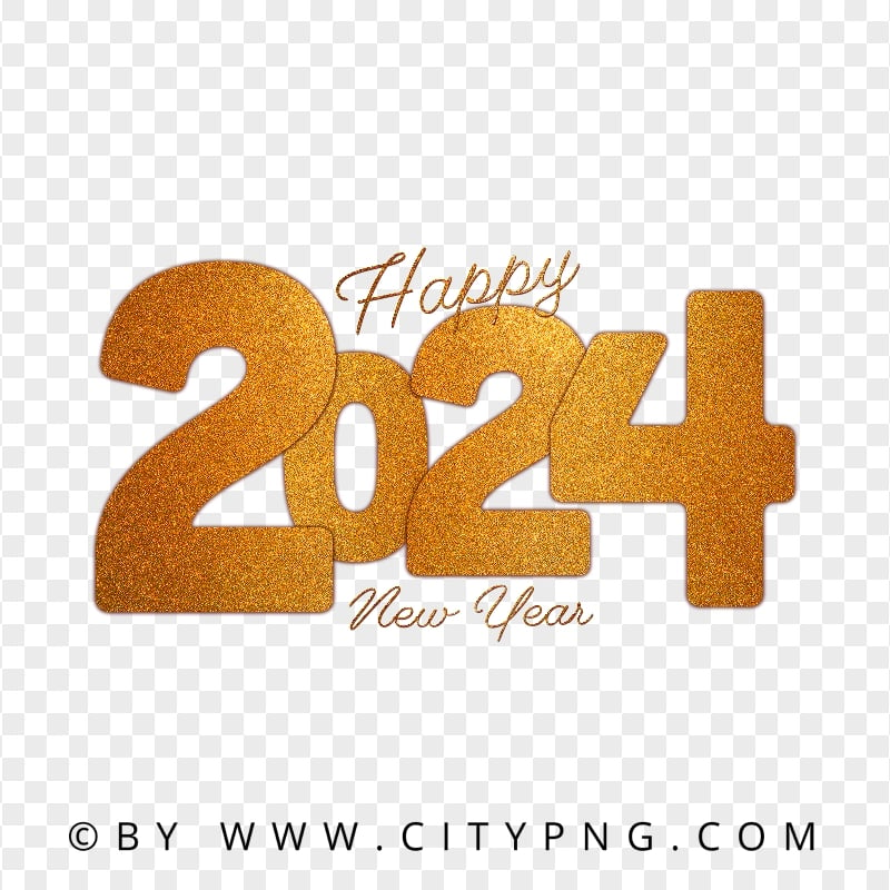 2024 Happy New Year Beautiful Glitter Effect FREE PNG Citypng