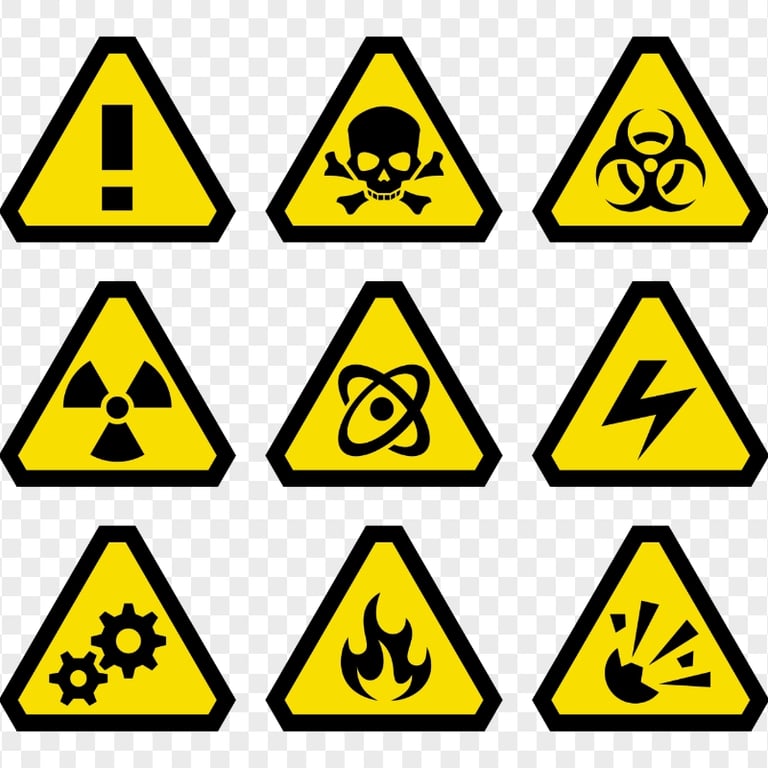 Cautions Signs Set Warning Toxic Hazard Safety