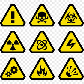 Cautions Signs Set Warning Toxic Hazard Safety