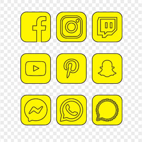 HD Beautiful Black & Yellow Social Media Square Icons PNG
