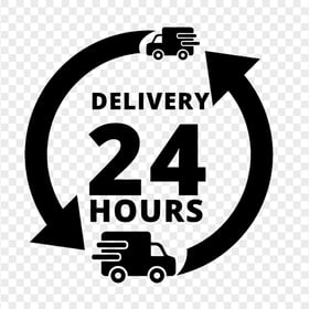 Delivery 24 Hours Black Logo Icon Sign FREE PNG