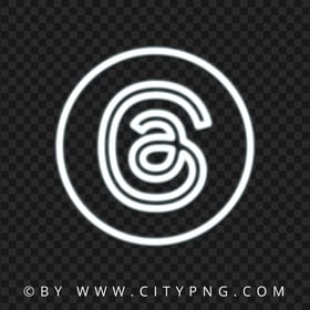 Threads White Neon Glowing App Logo Icon FREE PNG