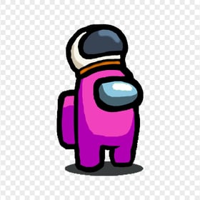 HD Pink Among Us Character With Astronaut Helmet PNG