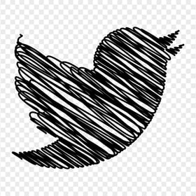 HD Black Twitter Bird Scribble Sketch Logo Icon PNG