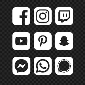 HD White Social Media Square Icons PNG