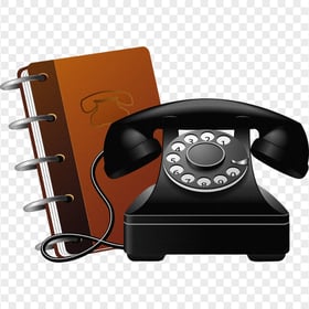 HD Old Phone With Contacts Book Illustration PNG