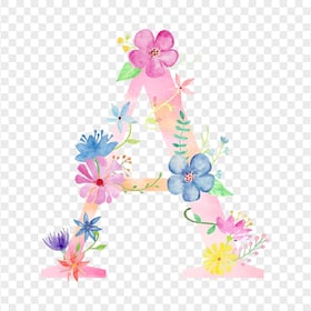 HD Pink Watercolor Floral A Letter PNG