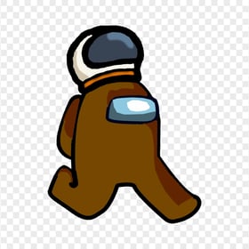 HD Brown Among Us Character Walking With Astronaut Helmet PNG