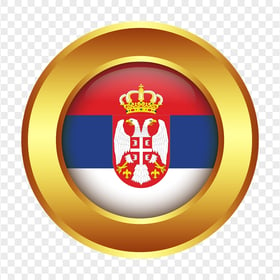 Serbia Round Gold Framed Flag Icon