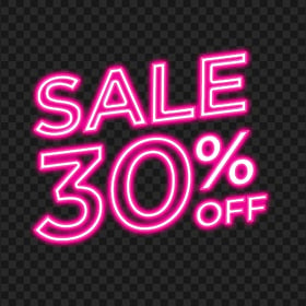 30% Off Sale Neon Pink Sign PNG