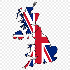 Download HD United Kingdom Flag On Map Shape PNG