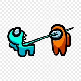 HD Among Us Crewmate Cyan Character Tongue Kill Orange PNG