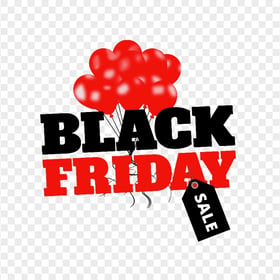 HD Beautiful Black Friday Sale Design With Red Balloons PNG