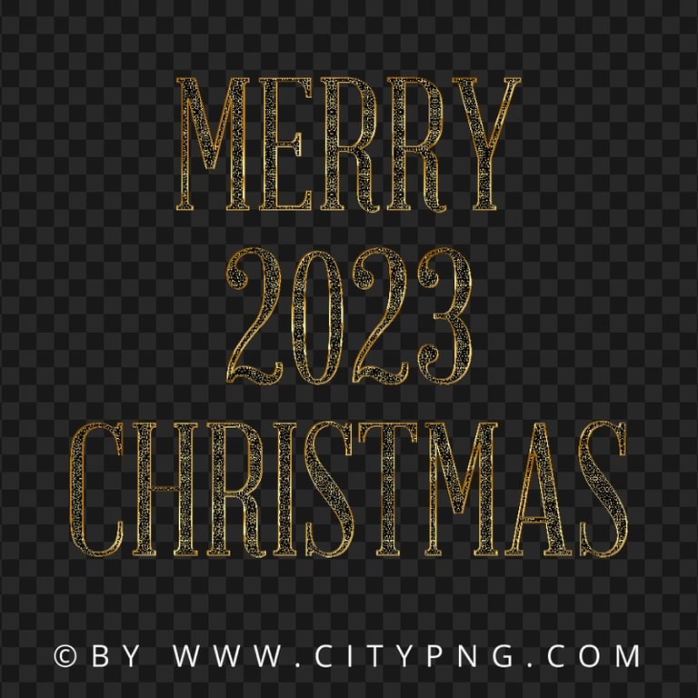 Merry 2023 Christmas Golden Design Image PNG