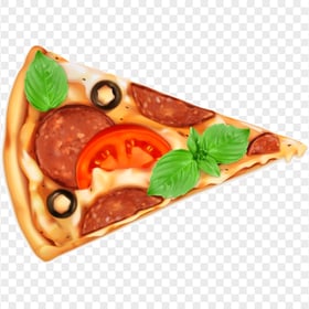 Pepperoni Pizza Slice Cartoon Illustration FREE PNG
