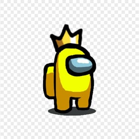 HD Among Us Yellow Crewmate Character With Crown Hat PNG