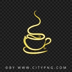 Yellow Glowing Neon Coffee Mug Cup FREE PNG