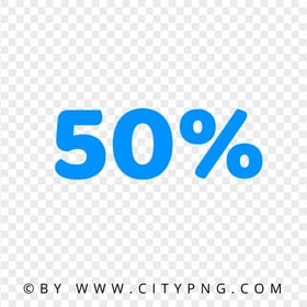 Blue 50% Percent Text Number PNG Image