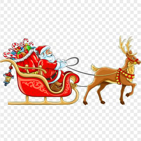 HD Santa Ride Sleigh Sled Illustration PNG