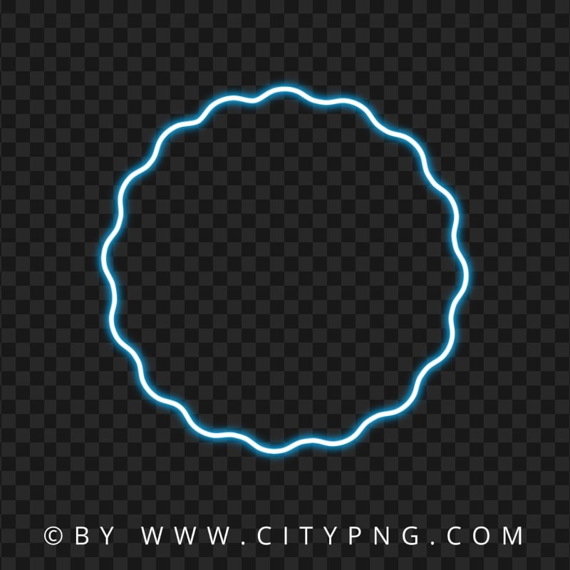 Blue Neon Wavy Circle FREE PNG