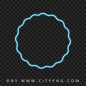 Blue Neon Wavy Circle FREE PNG