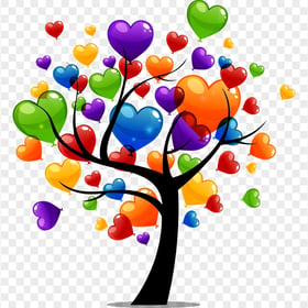 Download HD Tree Of Colored Hearts PNG