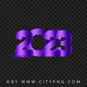 Purple 2023 Text Date Design With Flare Effect PNG