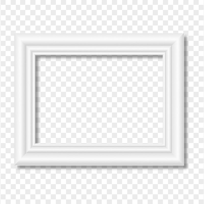 HD Rectangular Wooden White Picture Frame PNG