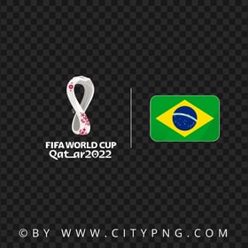 Brazil Flag With Fifa Qatar 2022 World Cup Logo PNG