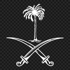 White Sketch Saudi Arabia Emblem Logo PNG