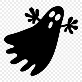 Black Halloween Flying Ghost Silhouette PNG Image