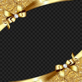 Two Gold Corner Ribbon Frame PNG Image