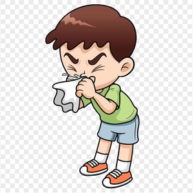 Cartoon Sick Boy Flu Runny Clean Nose Clipart