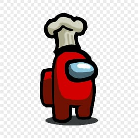 HD Red Among Us Character With Chef Hat On Head PNG