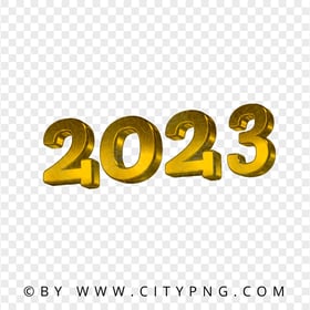 2023 New Year 3D Yellow Gold Logo Text HD PNG